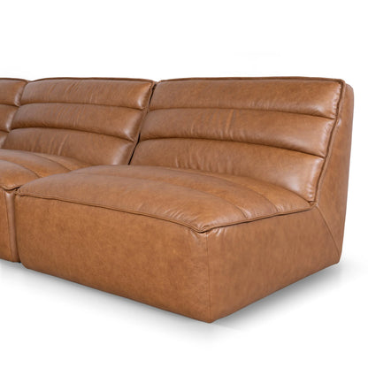 Modular Leather Corner Sofa - Amber Brown