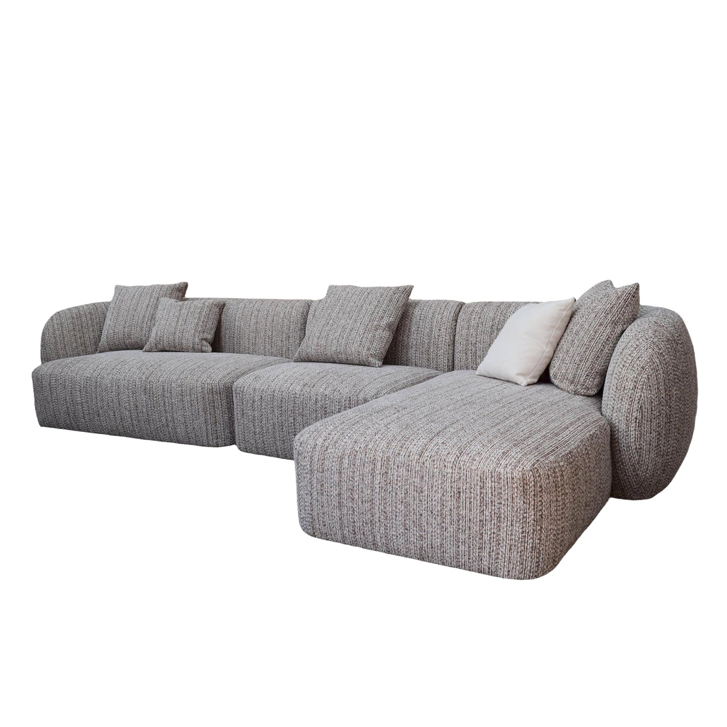 4 Seater Right Chaise Sofa - Plush Spec Brown