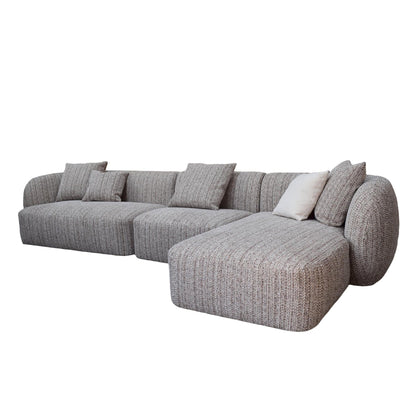 4 Seater Right Chaise Sofa - Plush Spec Brown