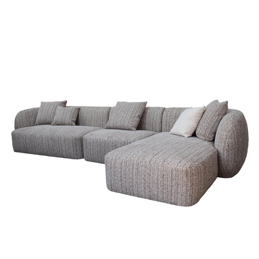 4 Seater Right Chaise Sofa - Plush Spec Brown