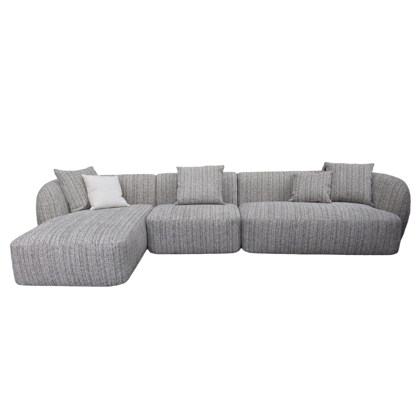 4 Seater Left Chaise Sofa - Plush Spec Brown