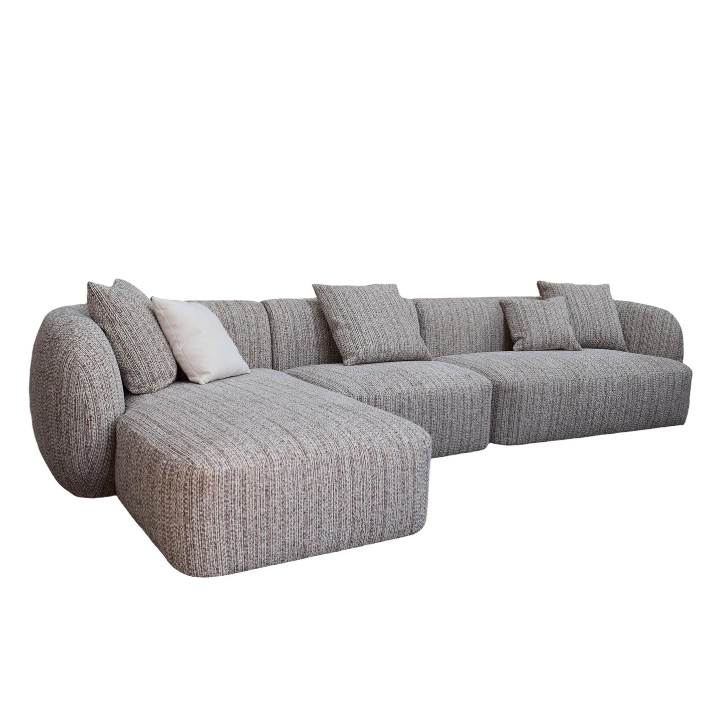 4 Seater Left Chaise Sofa - Plush Spec Brown