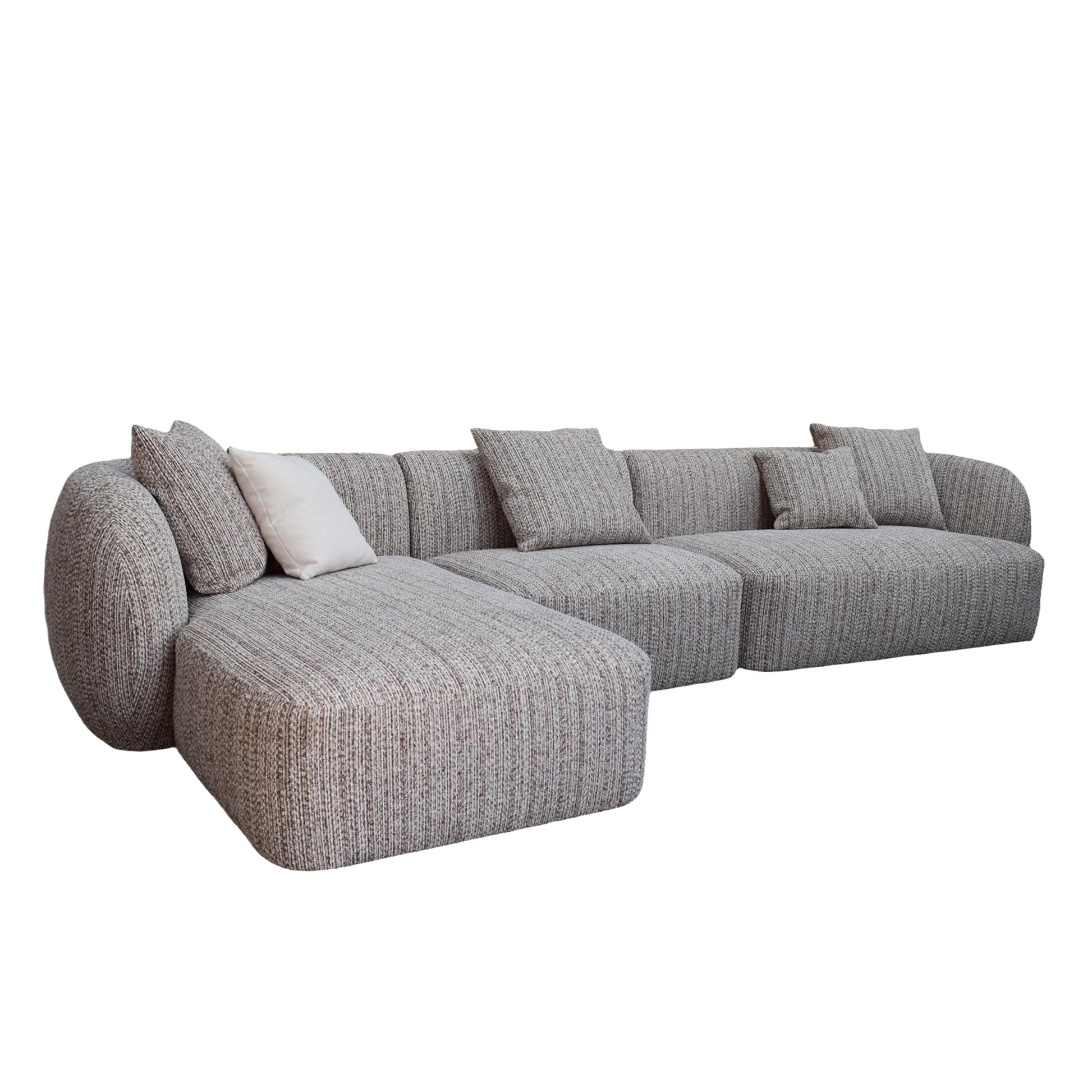 4 Seater Left Chaise Sofa - Plush Spec Brown