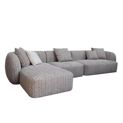 4 Seater Left Chaise Sofa - Plush Spec Brown