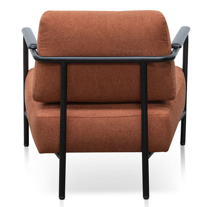 Fabric Armchair - Burnt Orange - Black Legs