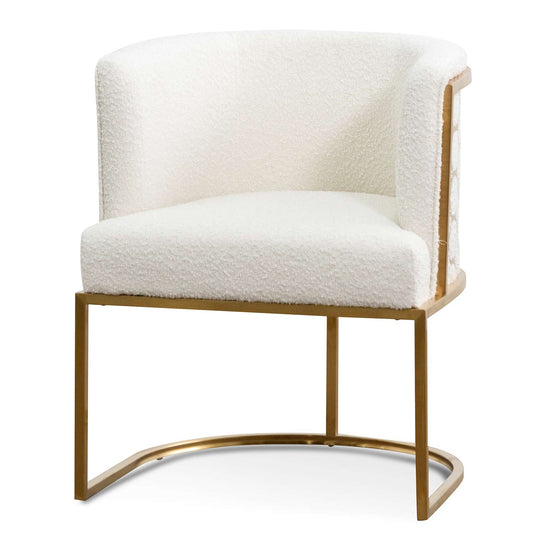 Daisy White Boucle Lounge Chair - Brushed Gold