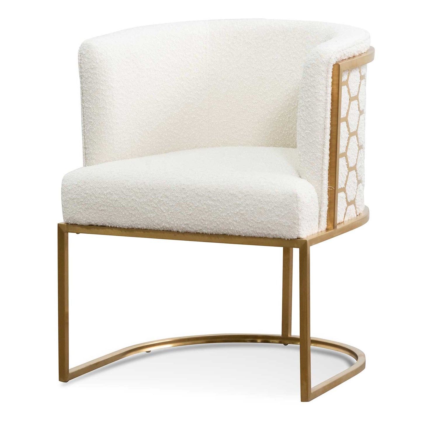 Daisy White Boucle Lounge Chair - Brushed Gold