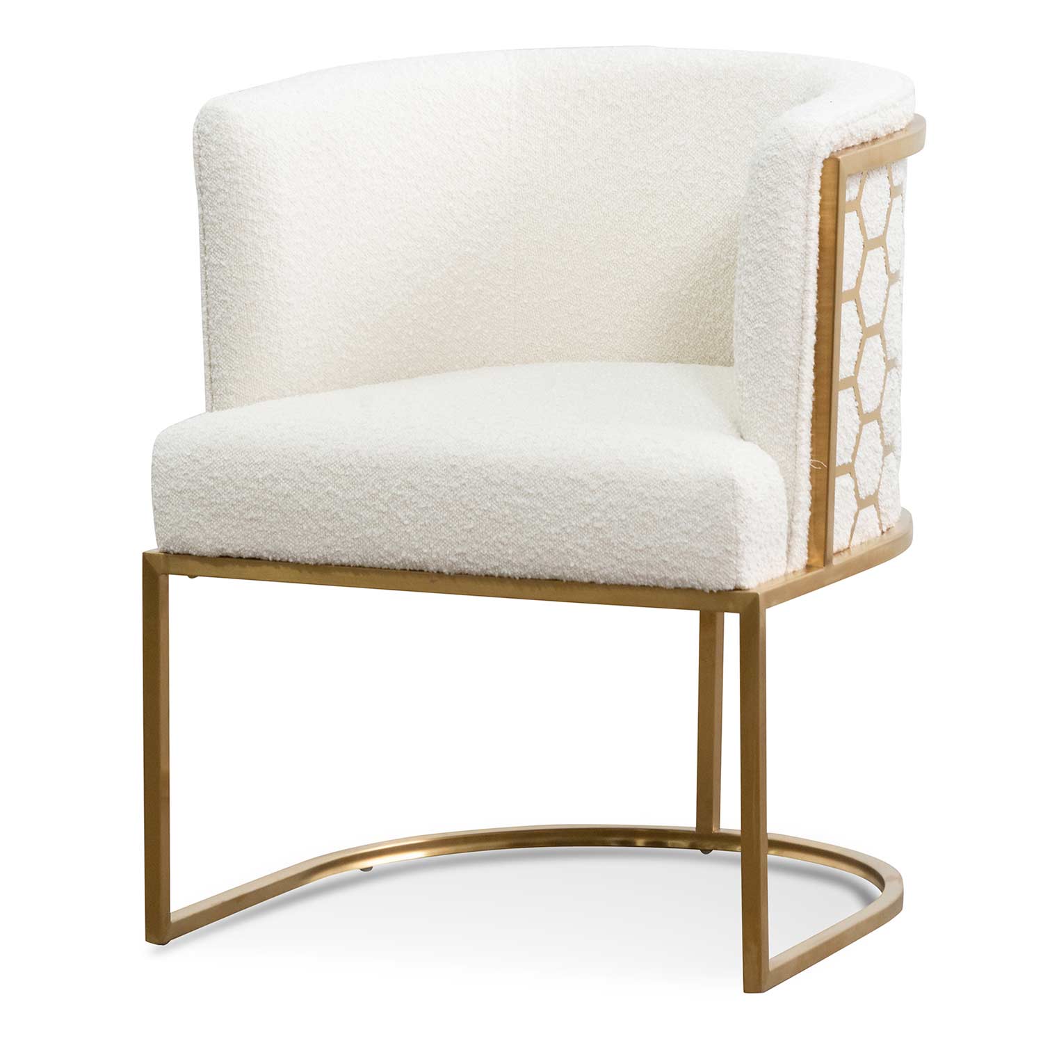 Daisy White Boucle Lounge Chair - Brushed Gold