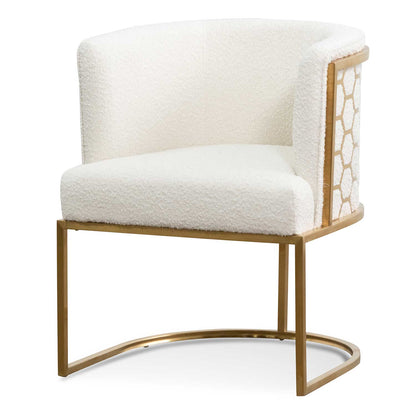 Daisy White Boucle Lounge Chair - Brushed Gold