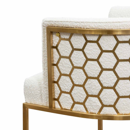 Daisy White Boucle Lounge Chair - Brushed Gold