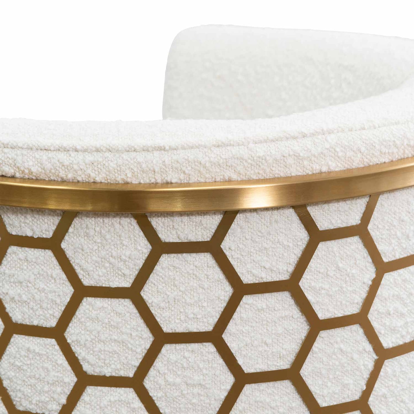 Daisy White Boucle Lounge Chair - Brushed Gold