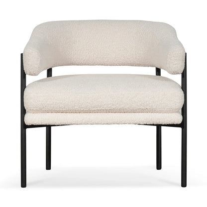 Ivory White Sherpa Armchair - Black Legs