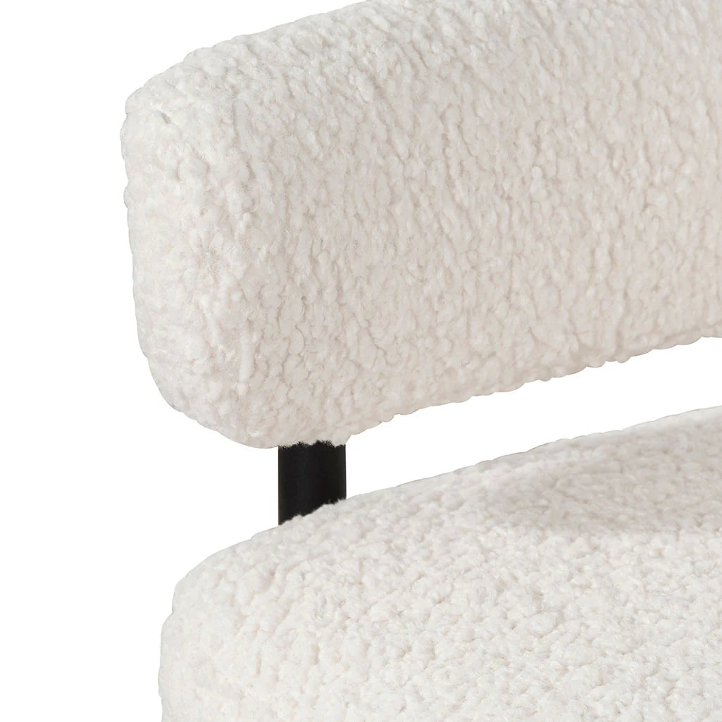 Ivory White Sherpa Armchair - Black Legs