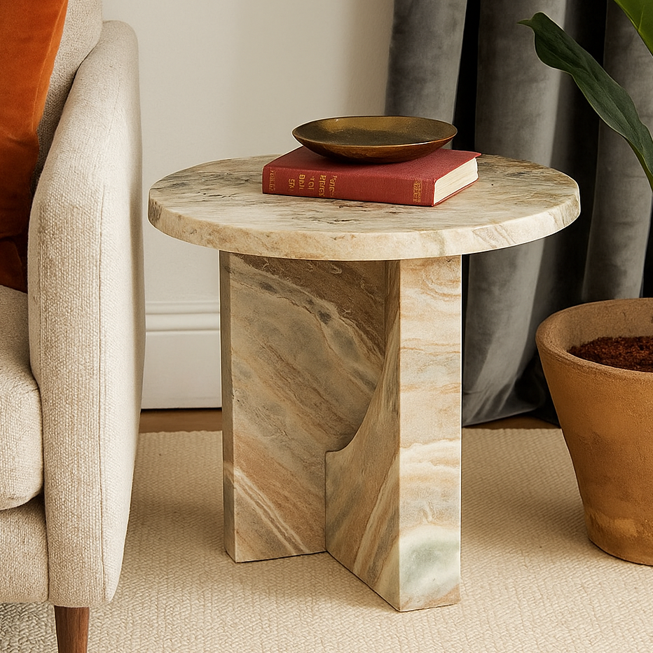 Monolith Solid Marble Side Table