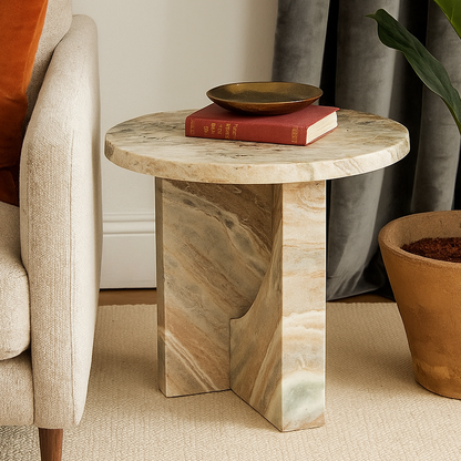 Monolith Solid Marble Side Table