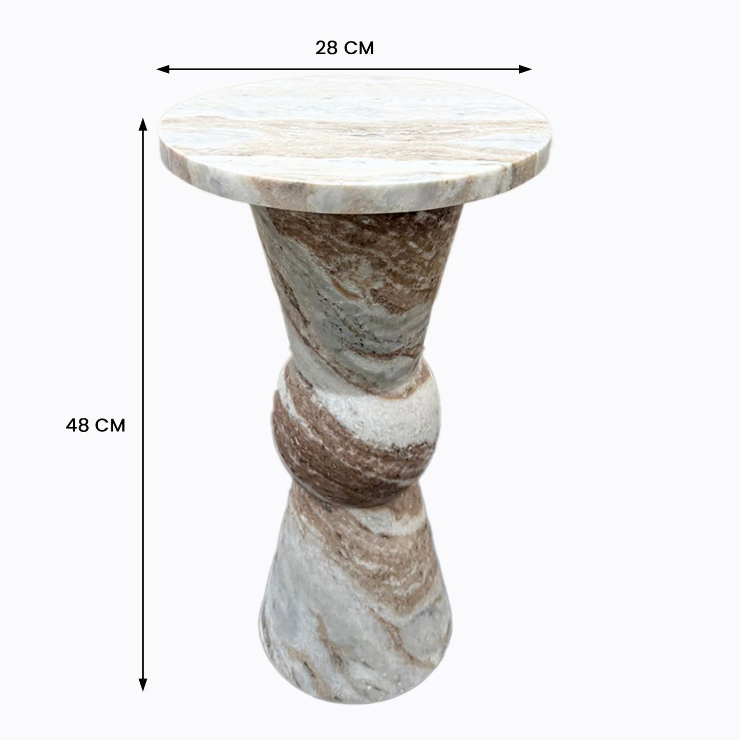 Glacier Solid Marble Side Table