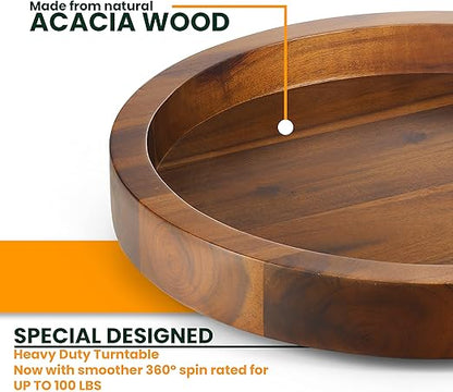 Acacia Wood Lazy Susan Turntable Rotating Tray