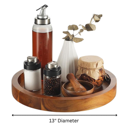Acacia Wood Lazy Susan Turntable Rotating Tray