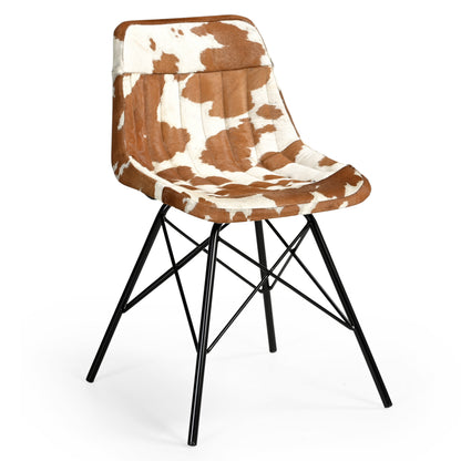 Chair with cow print seat and black metal frame - Meen Tribe