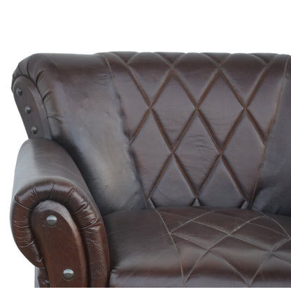 Dark Brown Studded Leather Arm Chair