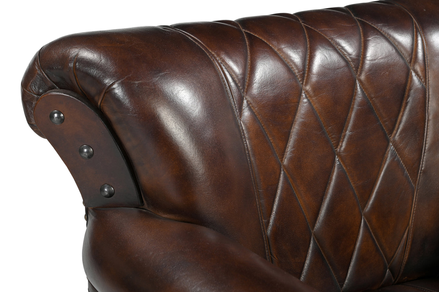 Dark Brown Studded Leather Arm Chair