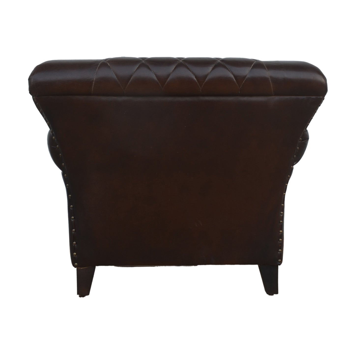 Dark Brown Studded Leather Arm Chair