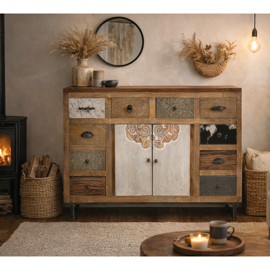 Cowhide Patchwork Chest of Drawers