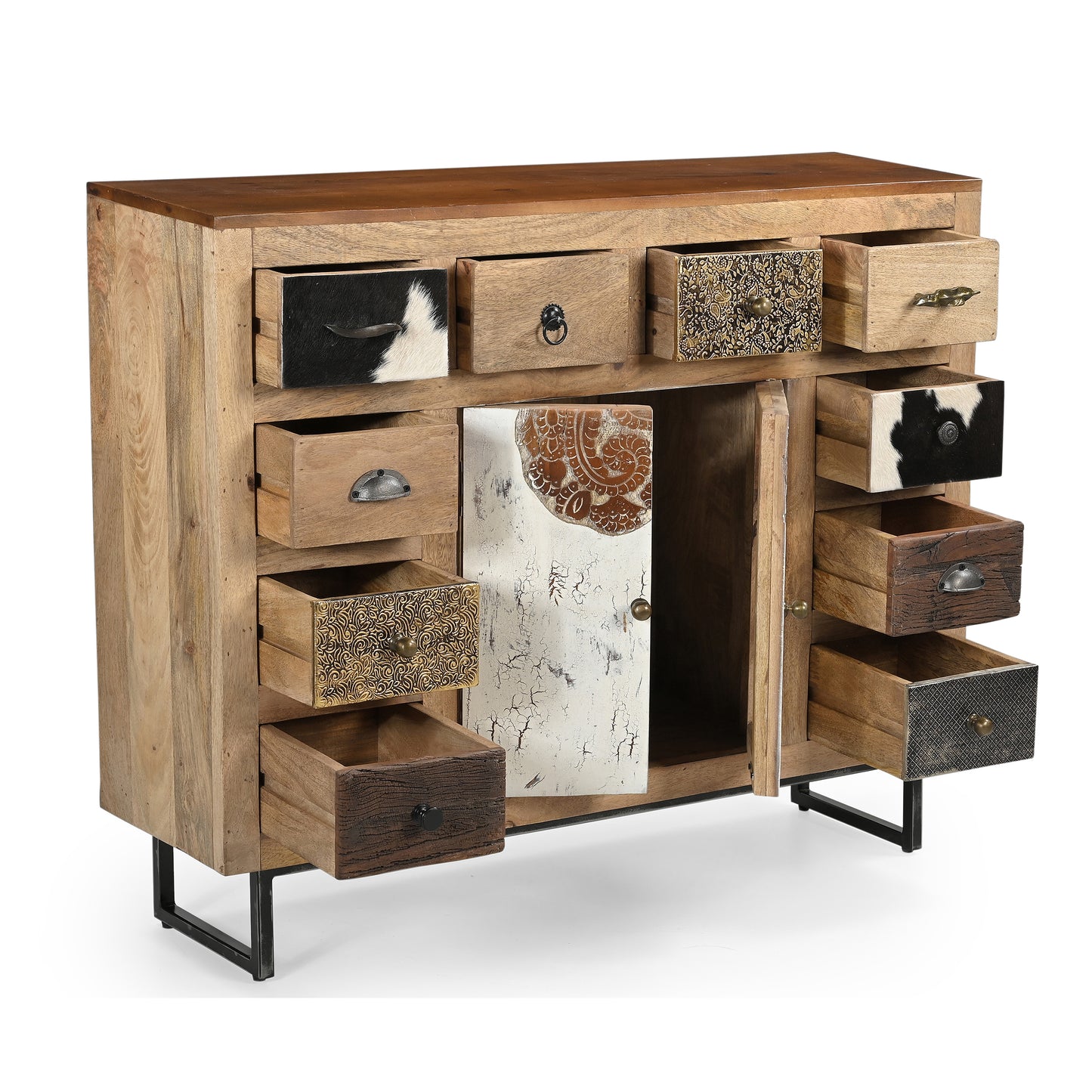 Cowhide Patchwork Chest of Drawers