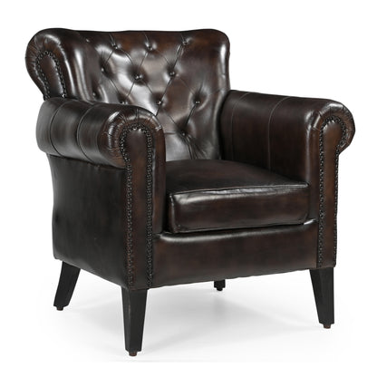 Chocolate Mottled Leather Arm Chair