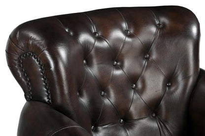 Chocolate Mottled Leather Arm Chair