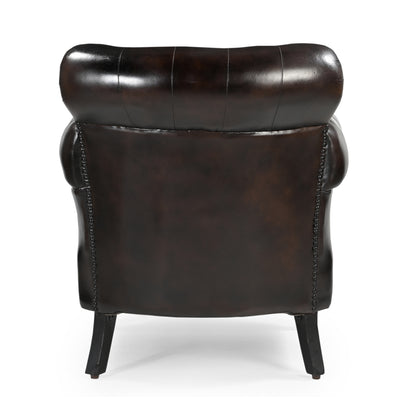 Chocolate Mottled Leather Arm Chair