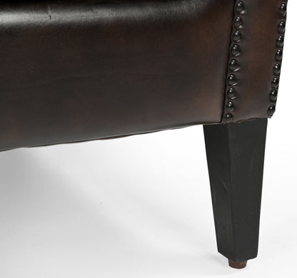 Chocolate Mottled Leather Arm Chair