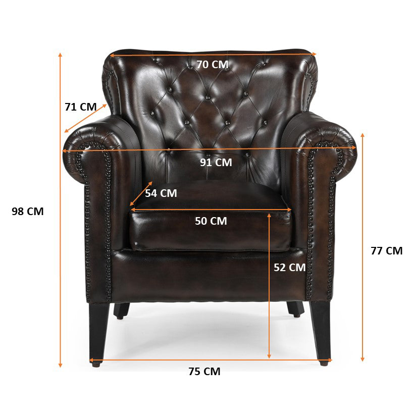 Chocolate Mottled Leather Arm Chair