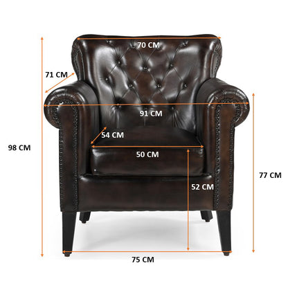 Chocolate Mottled Leather Arm Chair