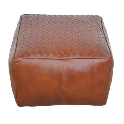 Square Latticed Leather Ottoman