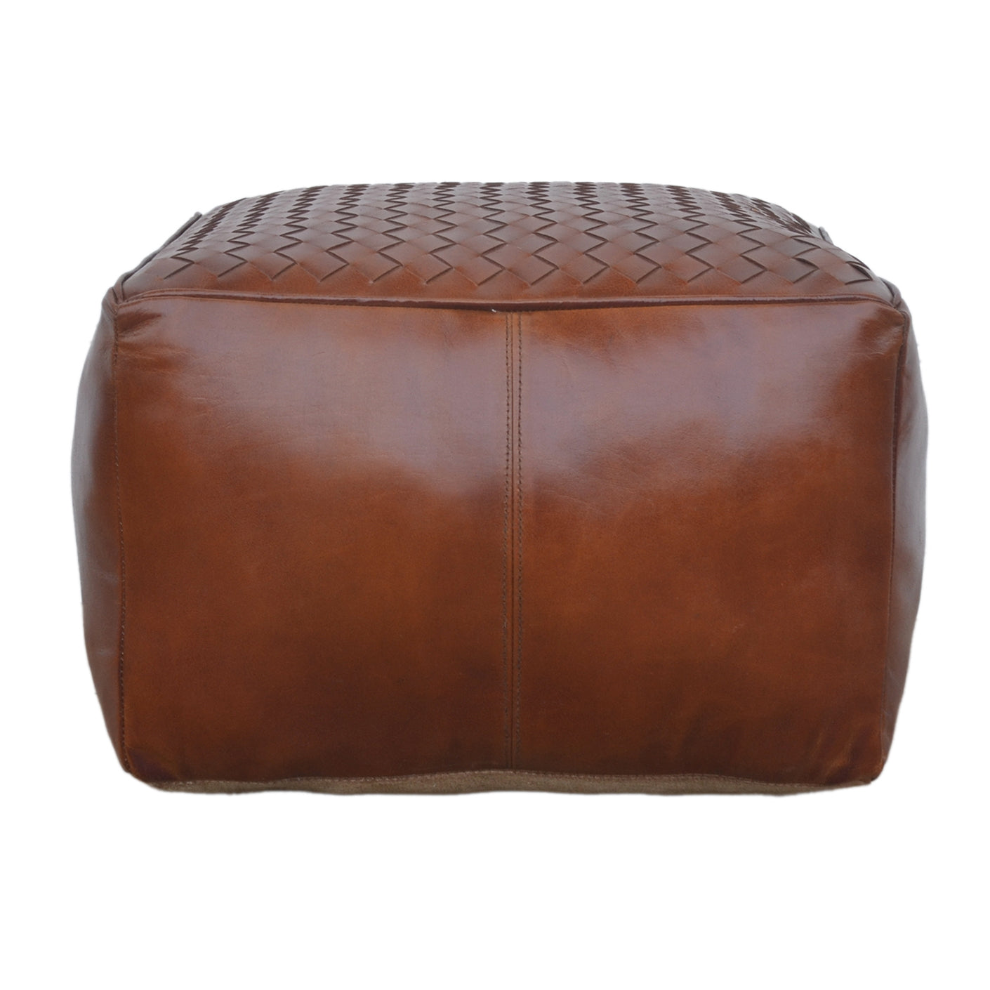 Square Latticed Leather Ottoman