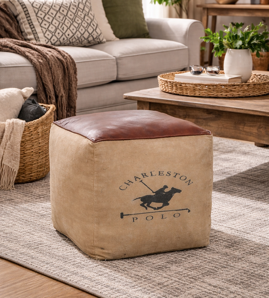 Polo Leather & Canvas Ottoman