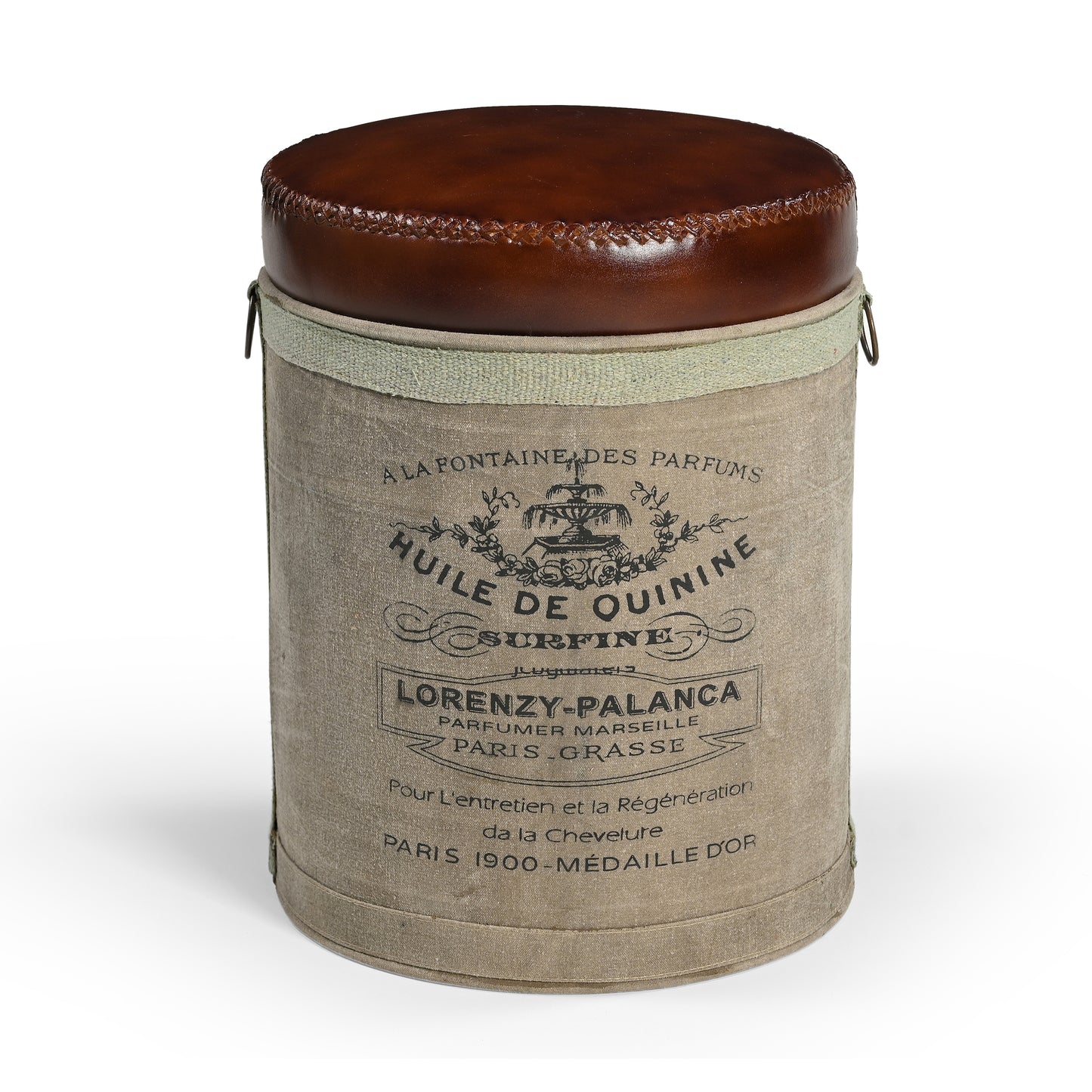 French Leather Ottoman