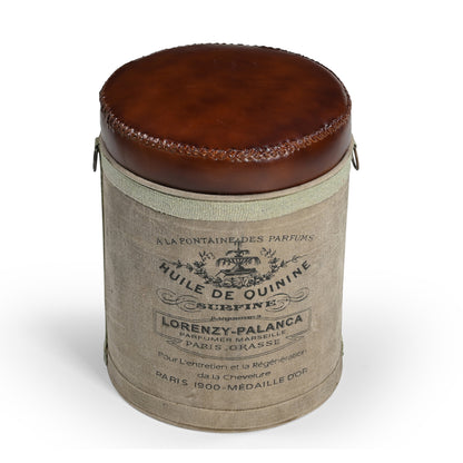 French Leather Ottoman - Meen Tribe