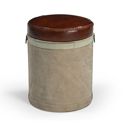 French Leather Ottoman