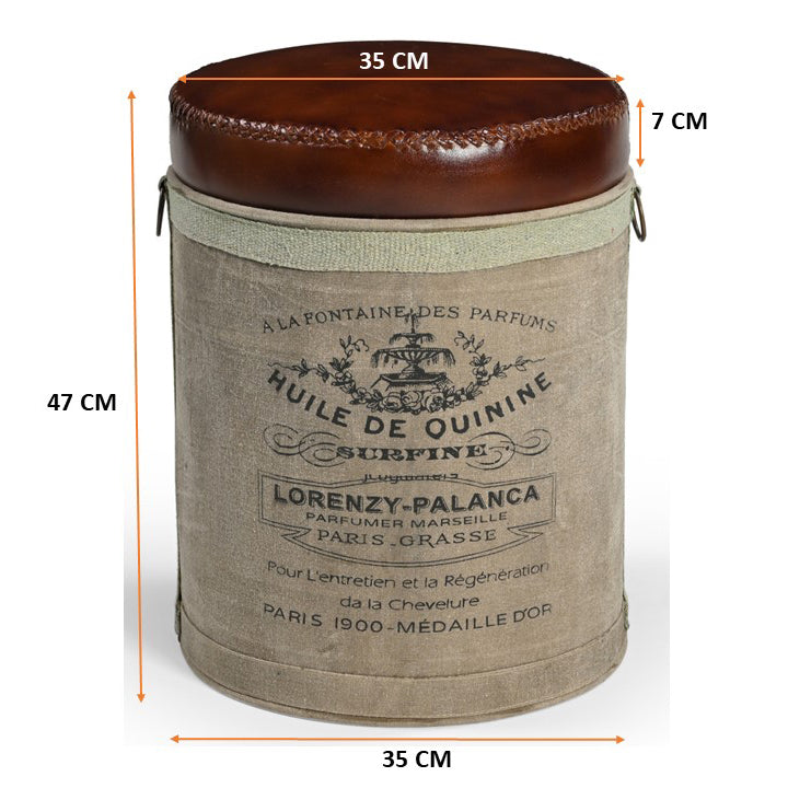 French Leather Ottoman