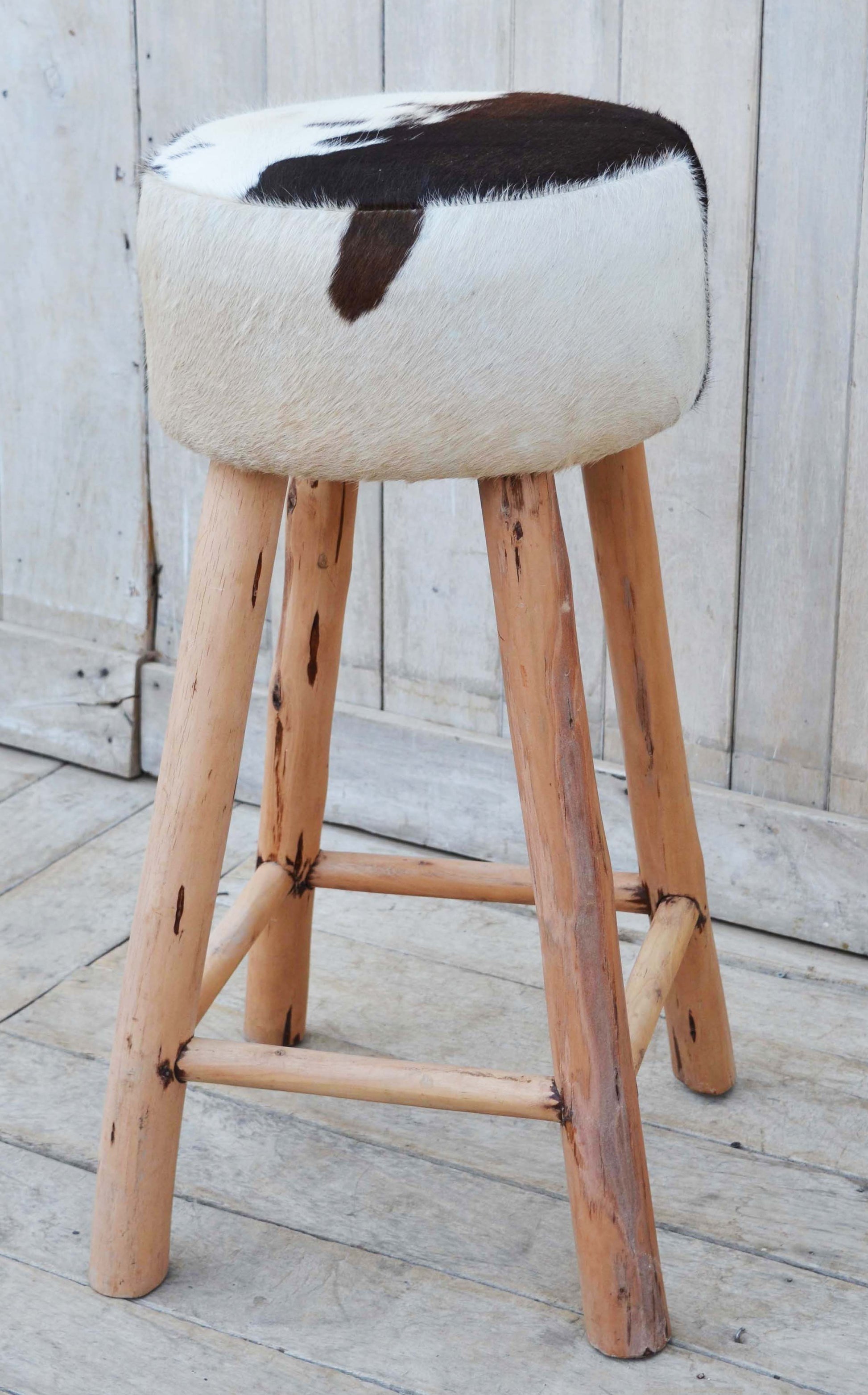 Bar stool with a cowhide seat - Meen Tribe