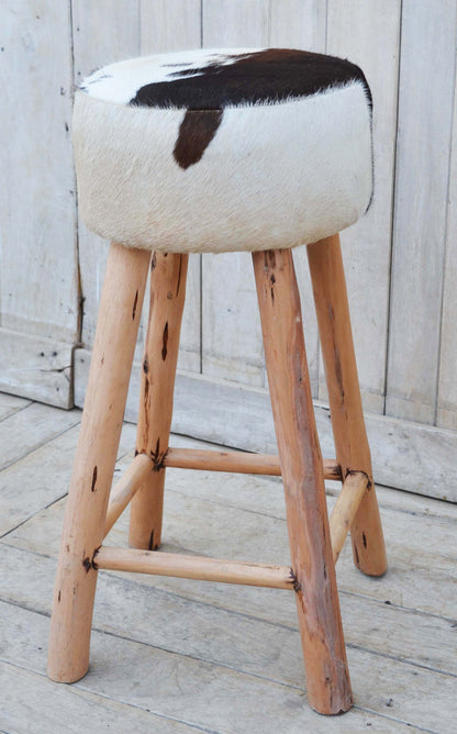 Bar stool with a cowhide seat - Meen Tribe