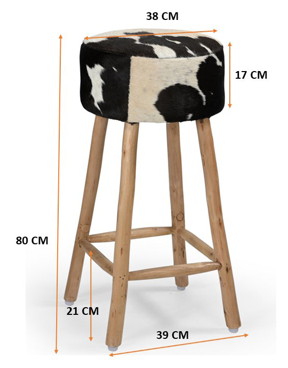 Cowhide Industrial Bar Stool