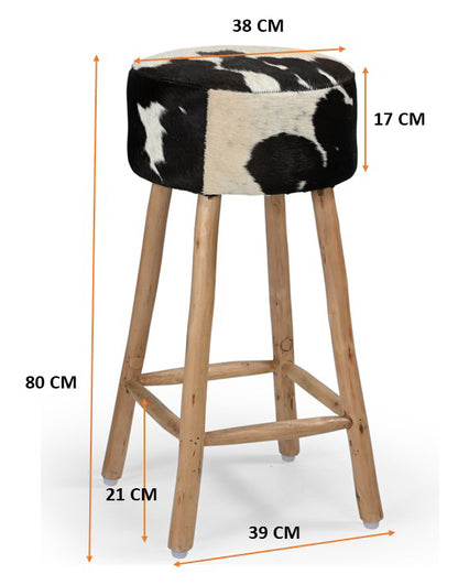 Cowhide Industrial Bar Stool