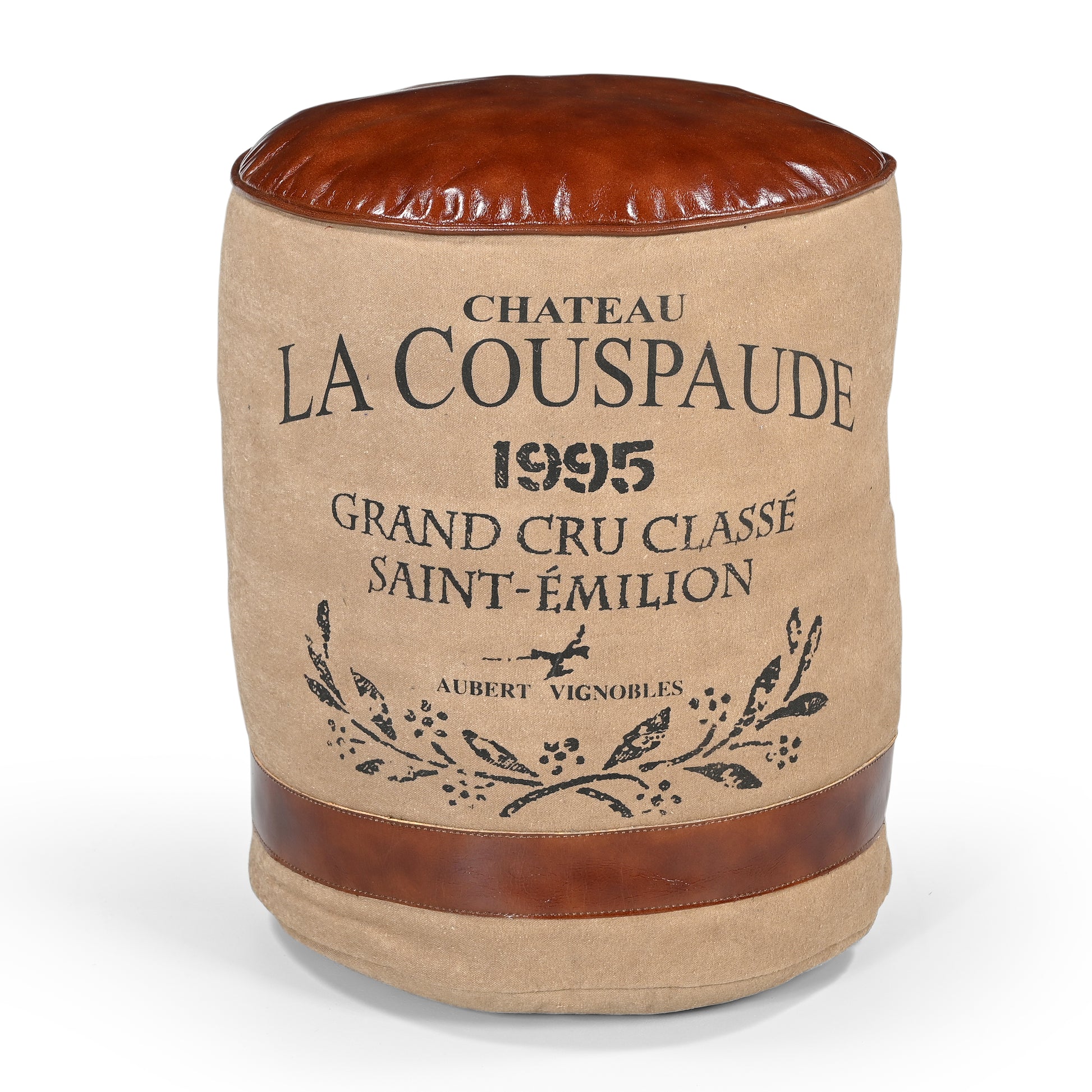 Chateau Leather & Canvas Ottoman - Meen Tribe