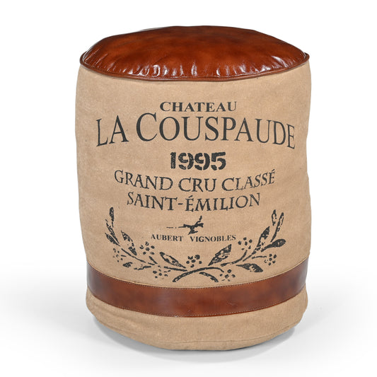 Chateau Leather & Canvas Ottoman - Meen Tribe