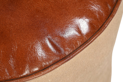 Chateau Leather & Canvas Ottoman