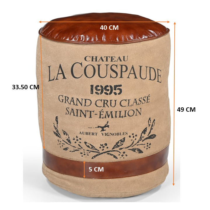 Chateau Leather & Canvas Ottoman