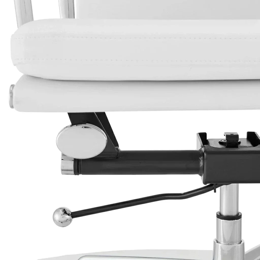 Low Back Office Chair - White Leather